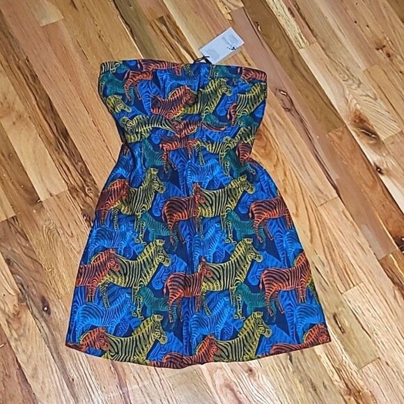 NWT Strapless Tribal Print Mini Dress Zebra - Picture 3 of 4